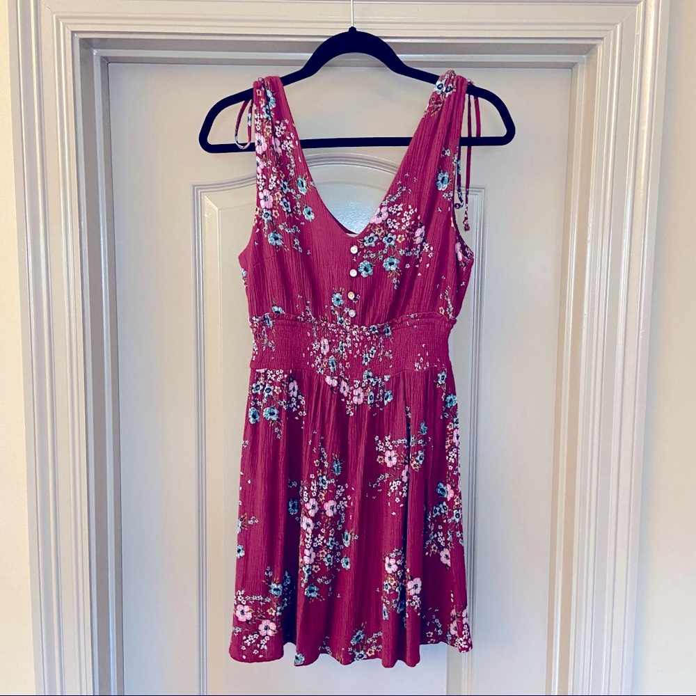 Aeropostale Mini Burgundy Floral Dress